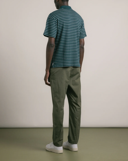 Dunn Knitted Polo | Green & Ecru
