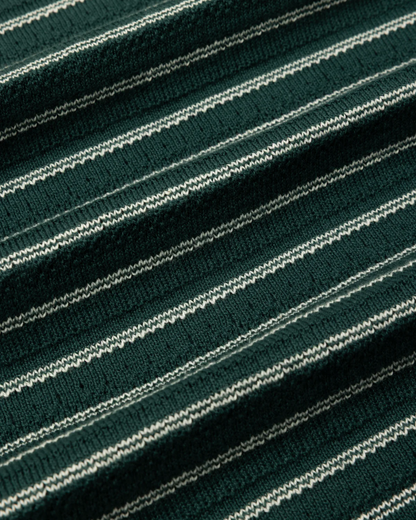 Dunn Knitted Polo | Green & Ecru