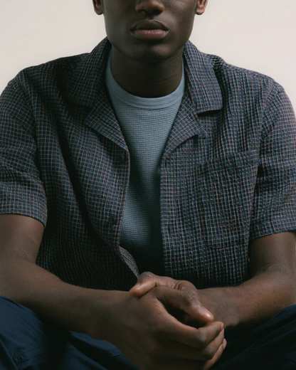 Crammond Japanese Seersucker | Navy Check