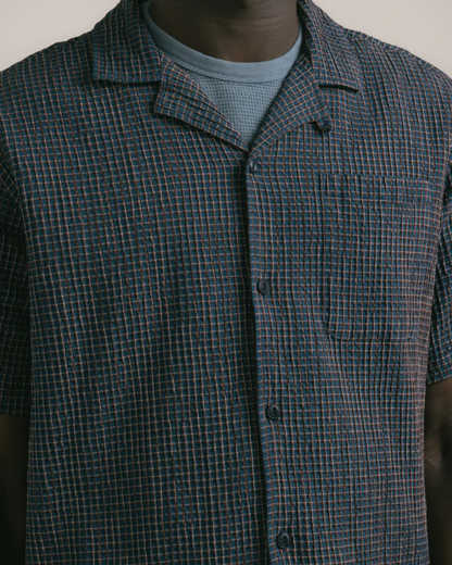 Crammond Japanese Seersucker | Navy Check