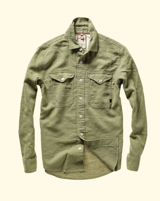 Slub Linen Workshirt | Lt Olive