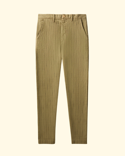 Pilon Cotton Stripe Trouser | Sage