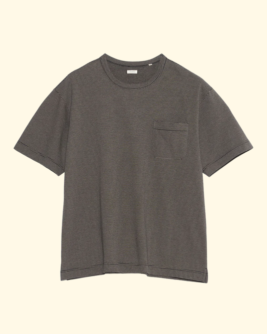 Micro Stripe Pocket Tee | Black & Gray