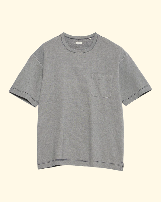 Micro Stripe Pocket Tee | Navy & Blue
