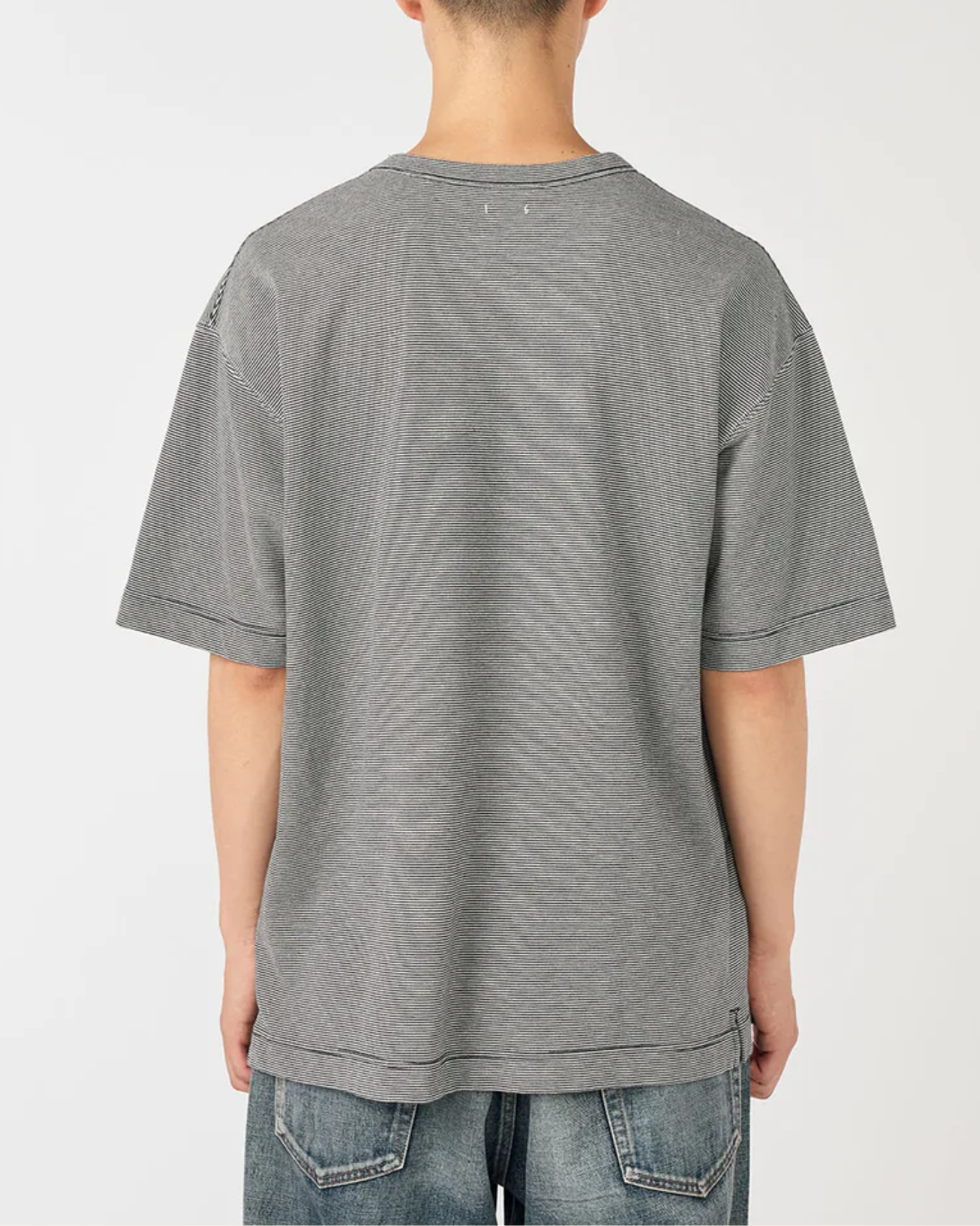Micro Stripe Pocket Tee | Navy & Blue