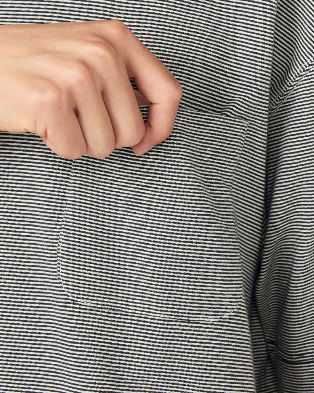 Micro Stripe Pocket Tee | Navy & Blue