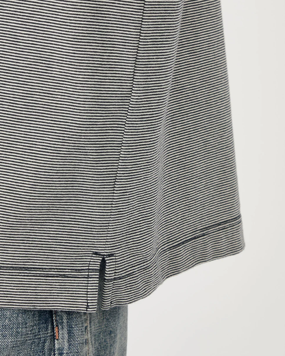 Micro Stripe Pocket Tee | Navy & Blue