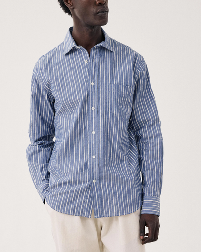 Paul Dobby Stripe Shirt | Blue & Cream