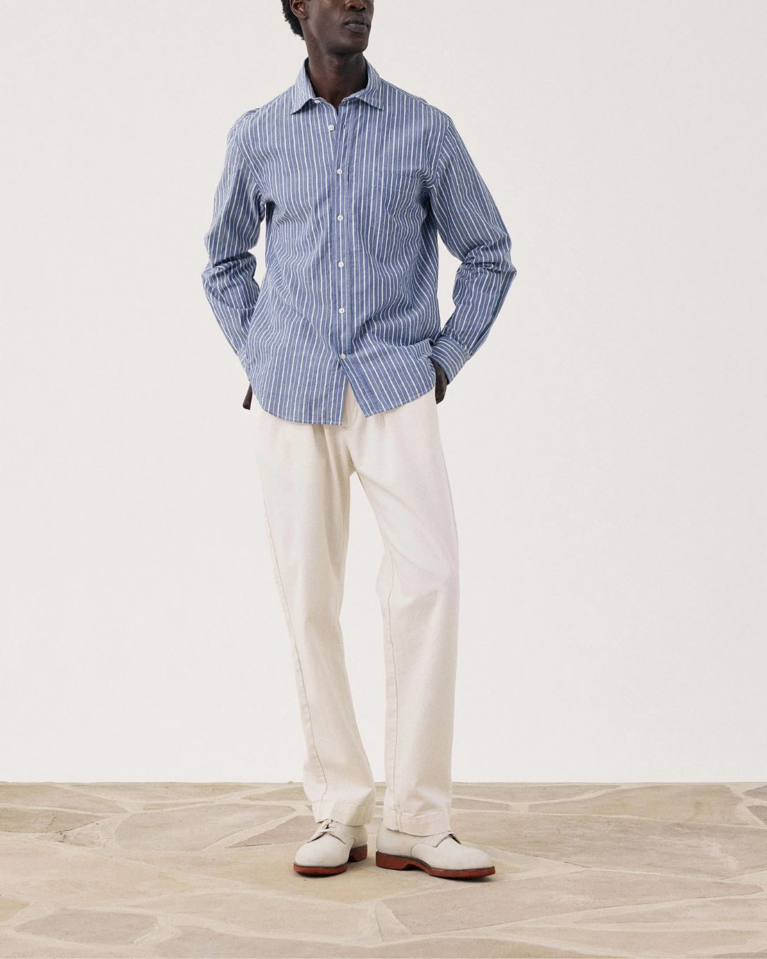 Paul Dobby Stripe Shirt | Blue & Cream
