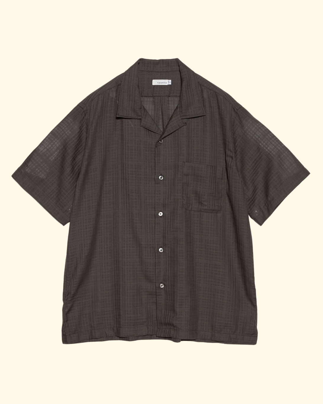 Open Collar Panama S/S Shirt | Charcoal