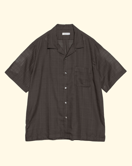 Open Collar Panama S/S Shirt | Charcoal