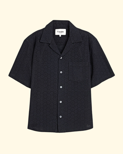 Floral Eyelet Shirt | Black