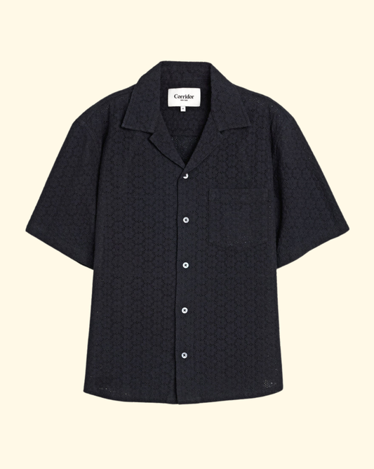 Floral Eyelet Shirt | Black