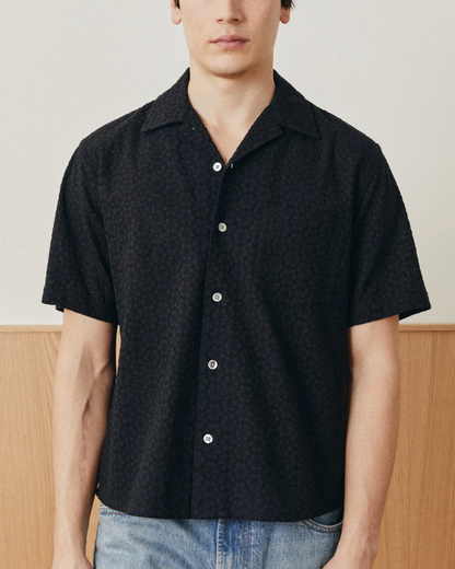 Floral Eyelet Shirt | Black