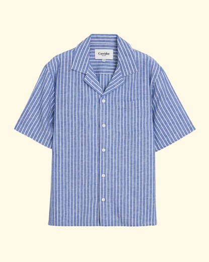 Linen Stripe SS | Blue