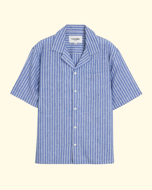 Linen Stripe SS | Blue