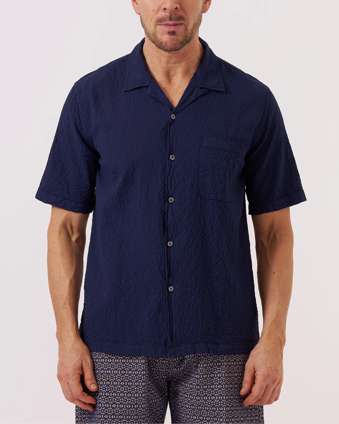 Arten Seersucker Road Shirt | Navy
