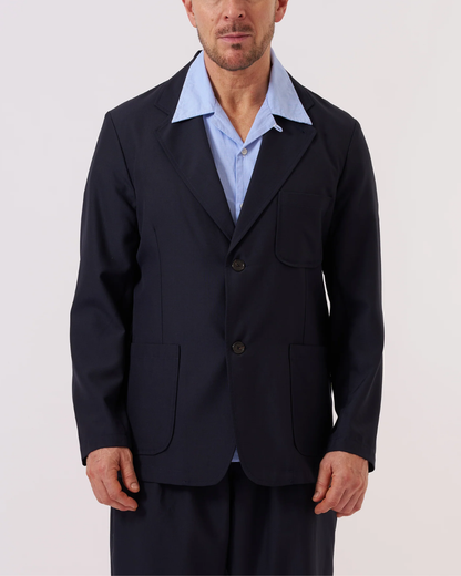 Tropical Suiting Two Button Jacket | Navy