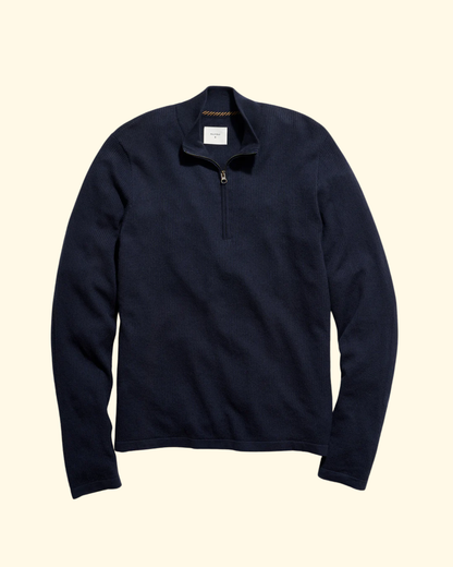 Textured Half Zip | Carbon Blue