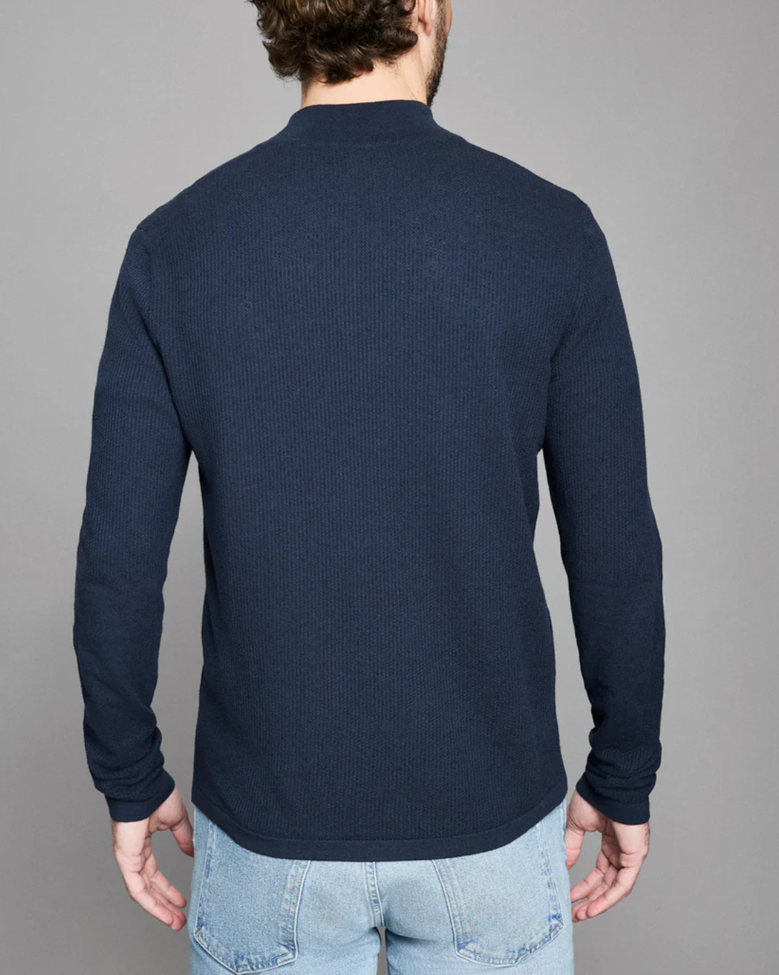 Textured Half Zip | Carbon Blue