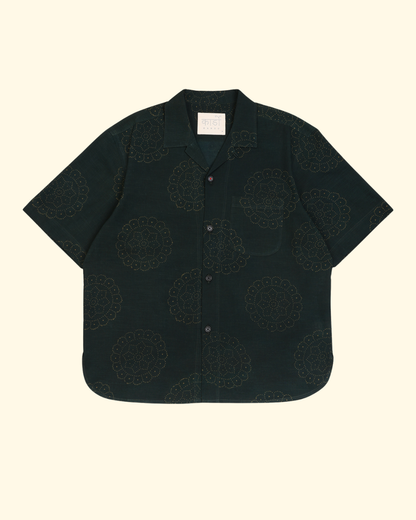 Ronen Block Print Shirt | Jungle Green