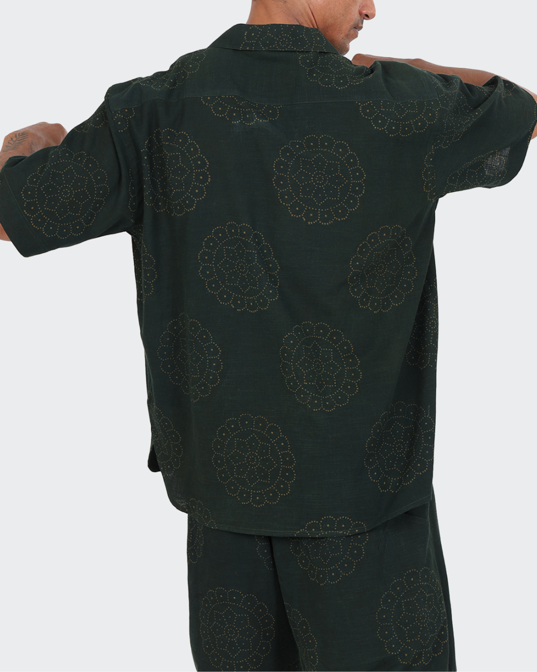 Ronen Block Print Shirt | Jungle Green