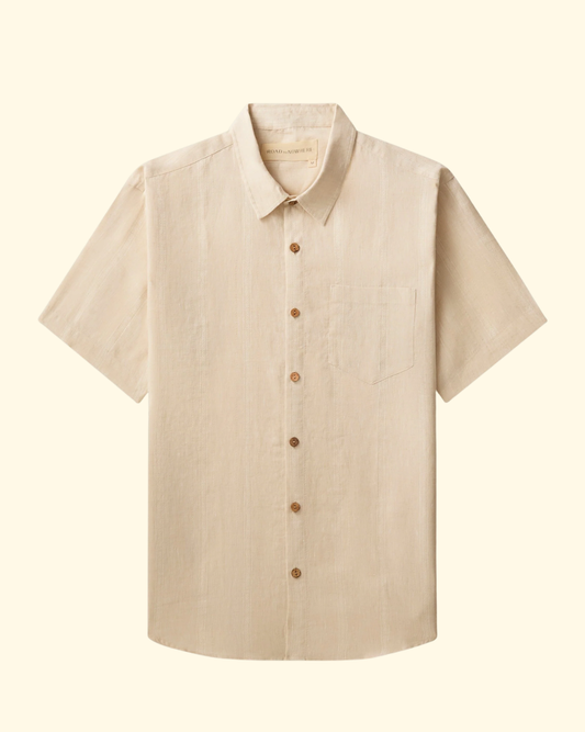 Hudson Linen Jacquard Shirt | Dune Stripe