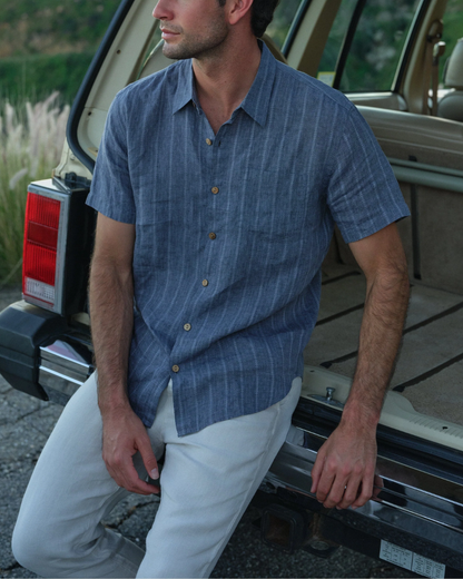 Hudson Linen Jaquard Shirt | Pacific Diamond