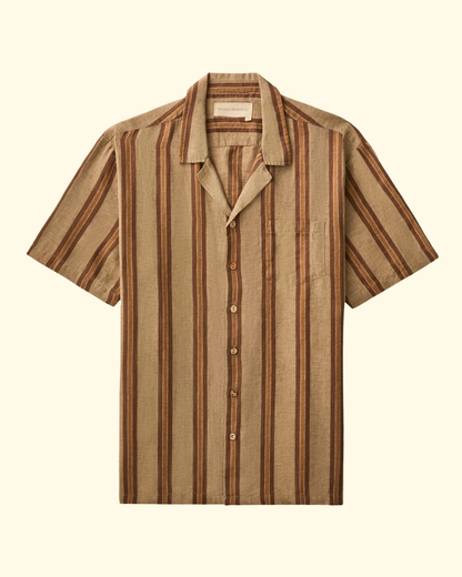 Fez Linen Jacquard Shirt | Mohave Stripe