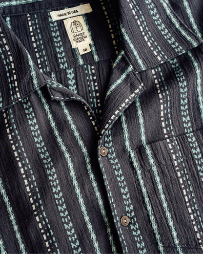 The Wrench Dobby Stripe S/S | Charcoal