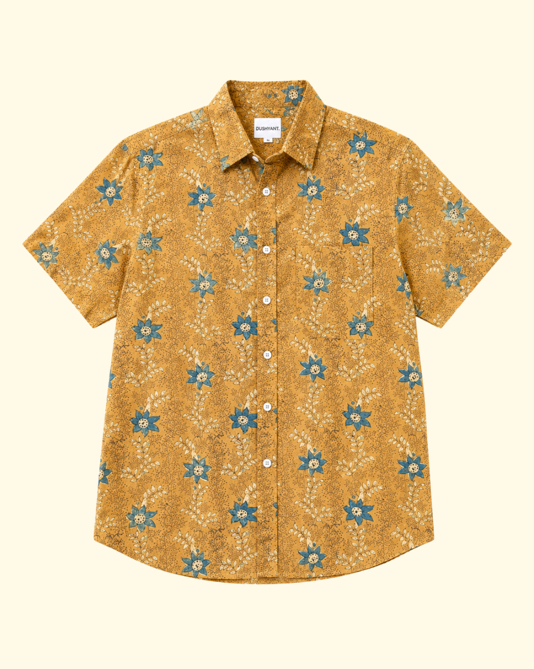 Folk Printed Shirt | Mustard & Blue Floral