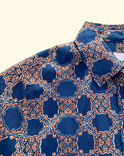 Folk Print Shirt | Indigo & Red