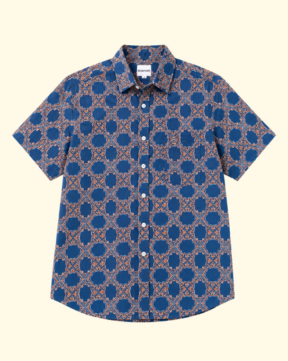 Folk Print Shirt | Indigo & Red
