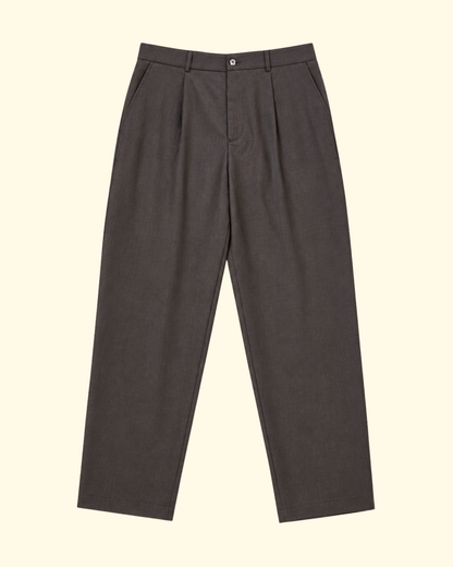 One Pleat Trousers | Bark Brown
