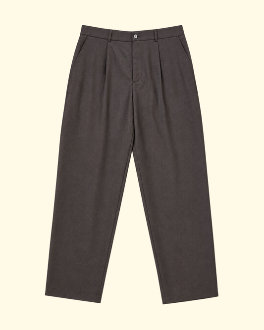 One Pleat Trousers | Bark Brown