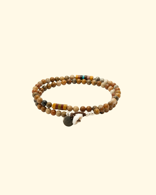 Stone Double Wrap Bracelet | Petrified Wood