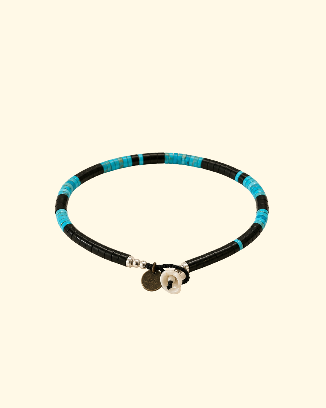Heishi Beads Bracelet | Jet + Turquoise