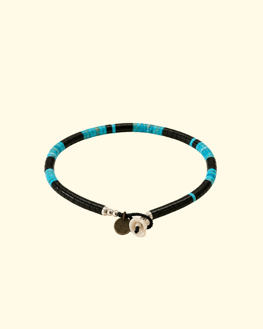 Heishi Beads Bracelet | Jet + Turquoise
