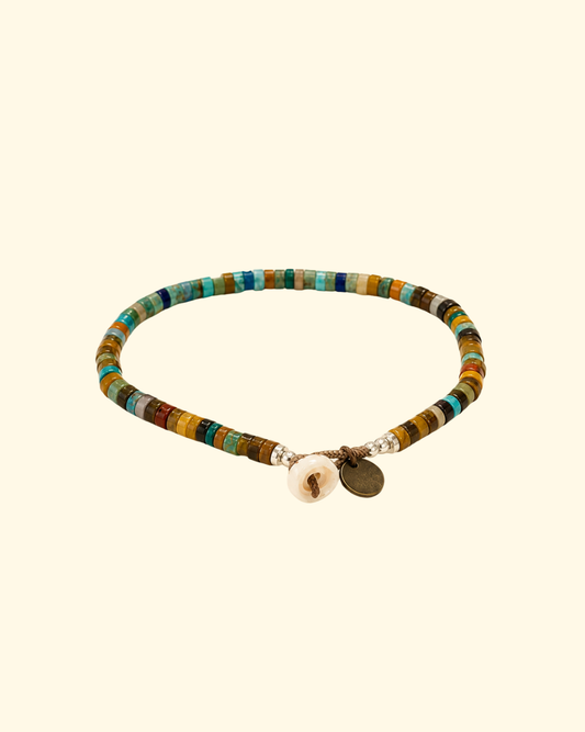 Heishi Beads Bracelet | Ivory Jasper + Turquoise