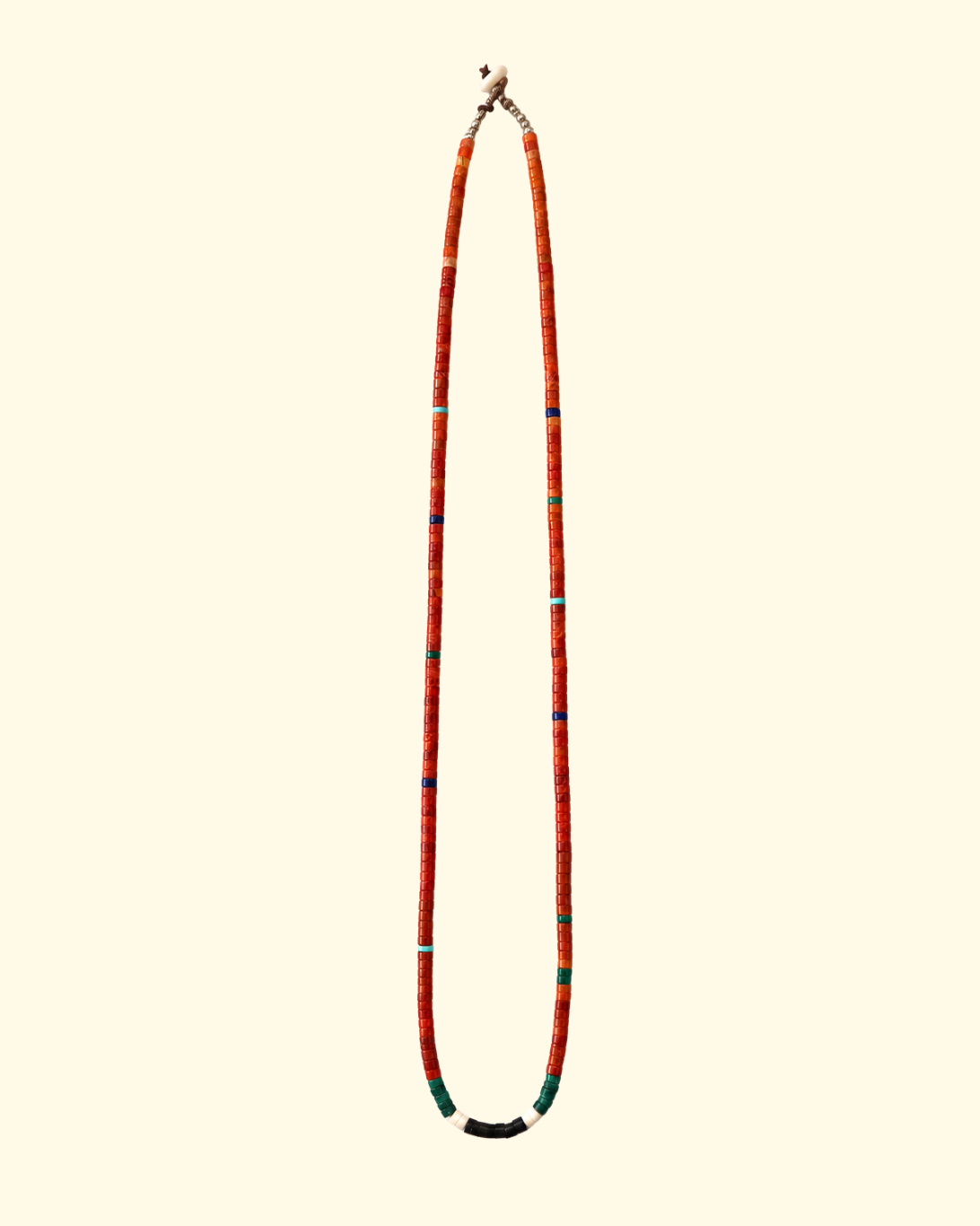 Heishi Beads Necklace | Coral + Malachite