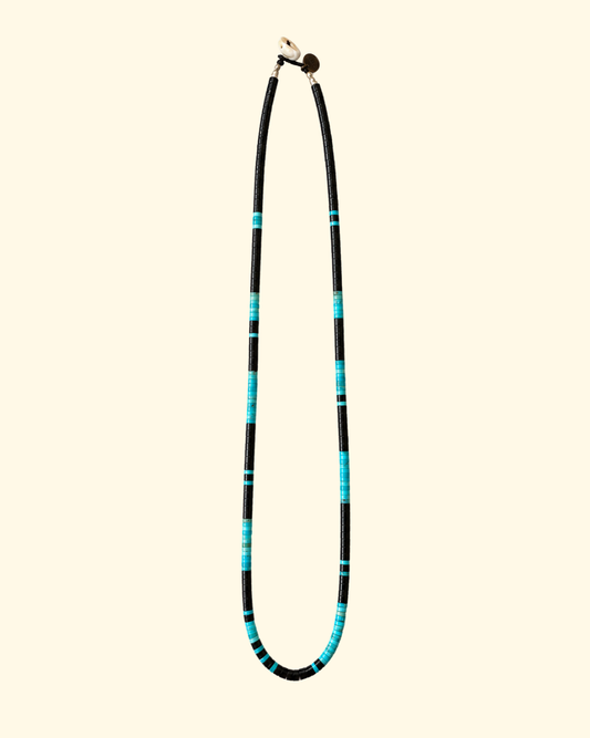 Heishi Beads Necklace | Jet + Turqoise