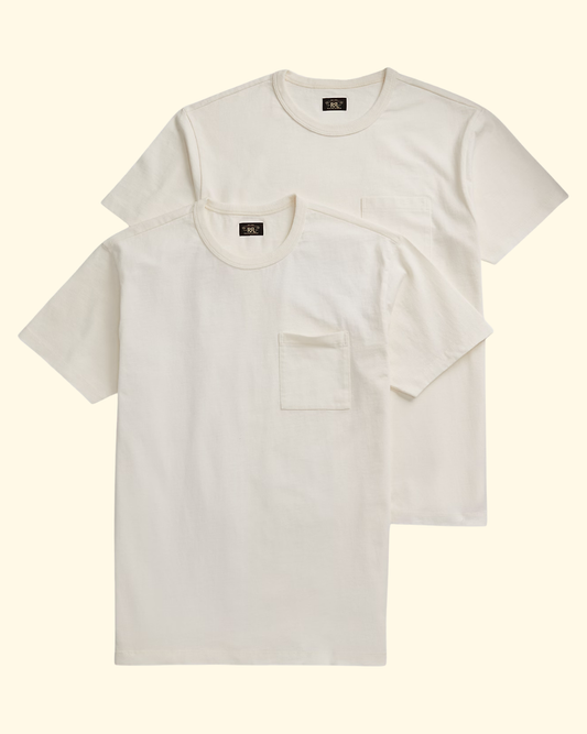 Garment-Dyed Pocket T-Shirt 2-Pack | Warm White
