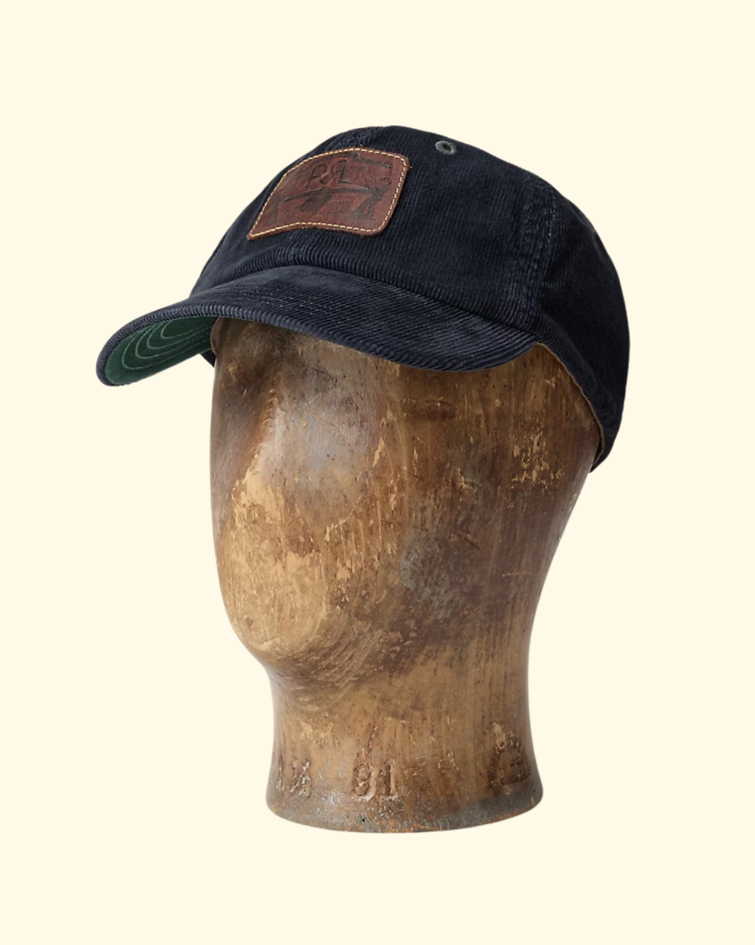Leather Patch Trucker Cap | Navy Corduroy