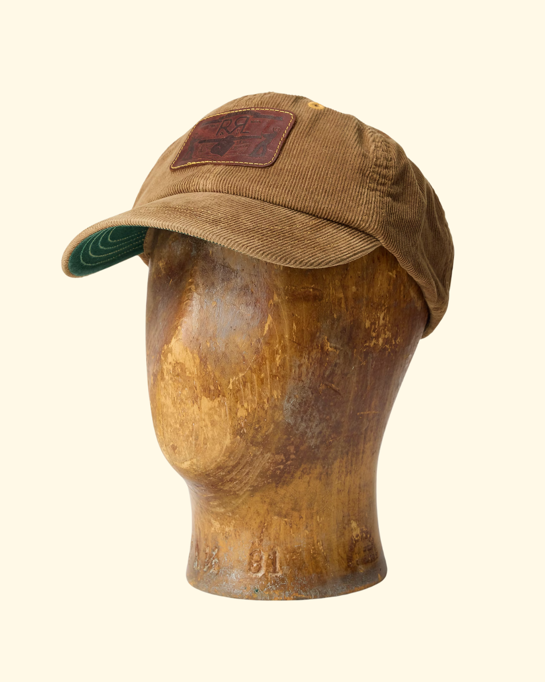 Leather-Patch Corduroy Trucker Cap | Tan