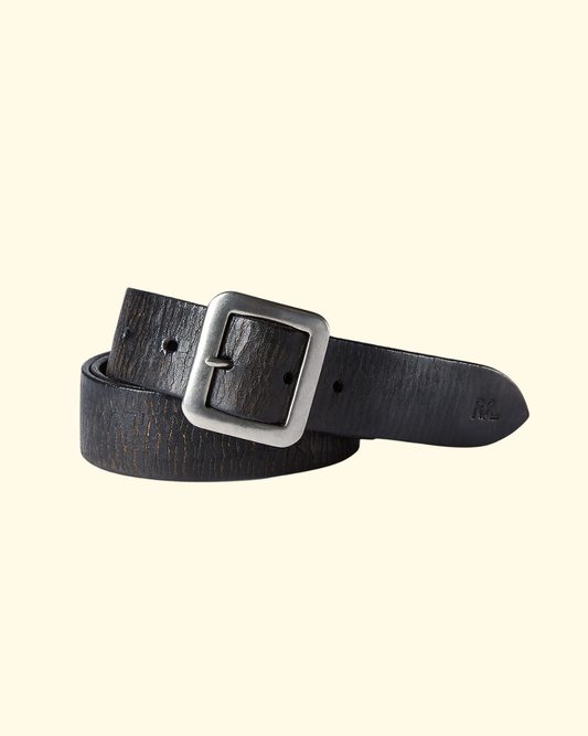 Hand-Burnished Leather Belt | Vintage Black