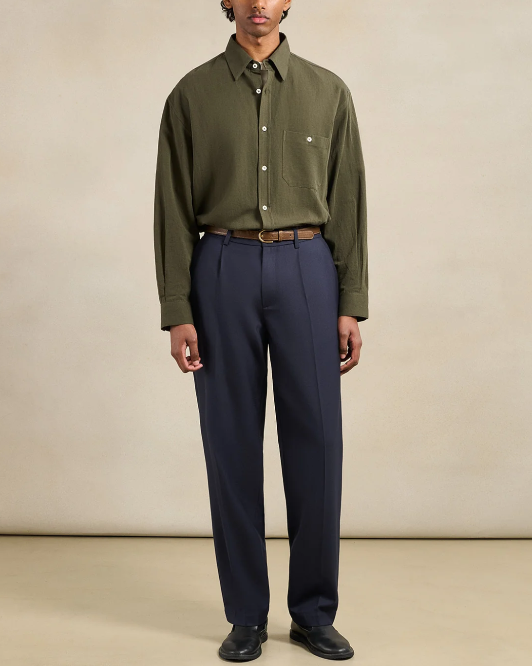 One Pleat Trousers | Dark Navy