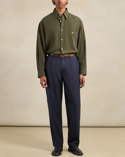 One Pleat Trousers | Dark Navy