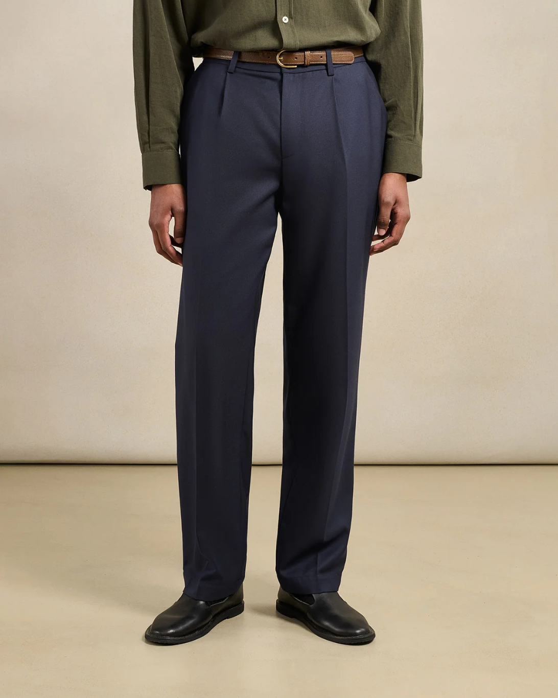 One Pleat Trousers | Dark Navy