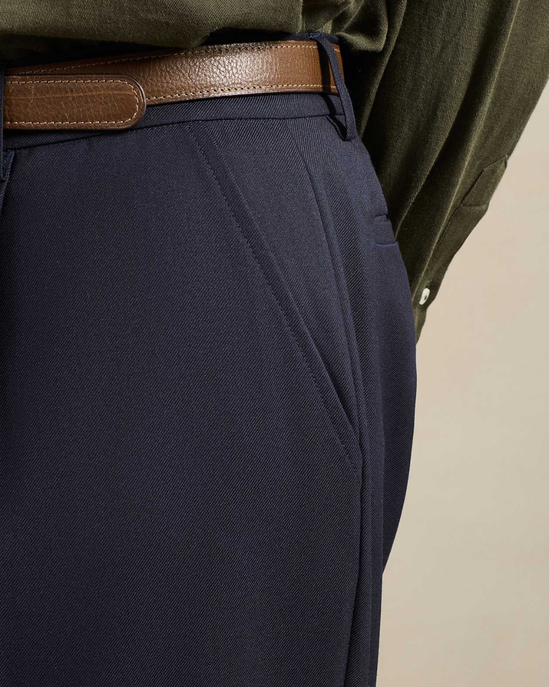 One Pleat Trousers | Dark Navy