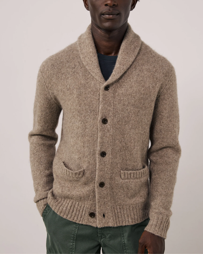 Yak & Alpaca Wool Shawl Sweater | Taupe